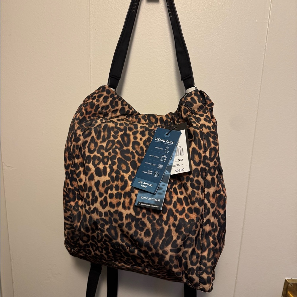 Kenneth Cole New York - Leopard Print Convertible Backpack / Shoulder Tote - NWT